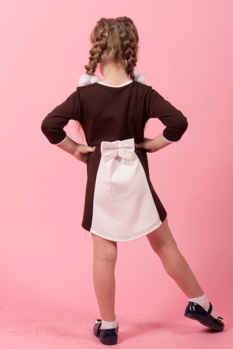 Детское платье "Бантик" ДП 520 Family look (коричневый+экрю) 